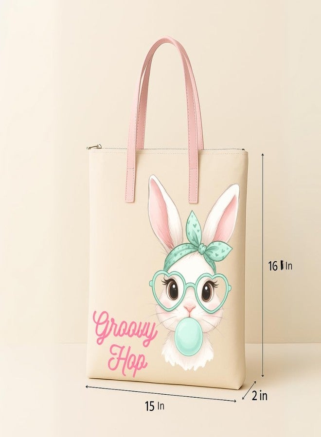 STRUTT Cotton Canvas Tote Bags for Women | Stylish Quirky Prints Shoulder Bag | Lightweight Spacious Handbag for College, Office, Shopping & Daily Use | Eco-Friendly Multipurpose Tote (Bunny) - Image 4